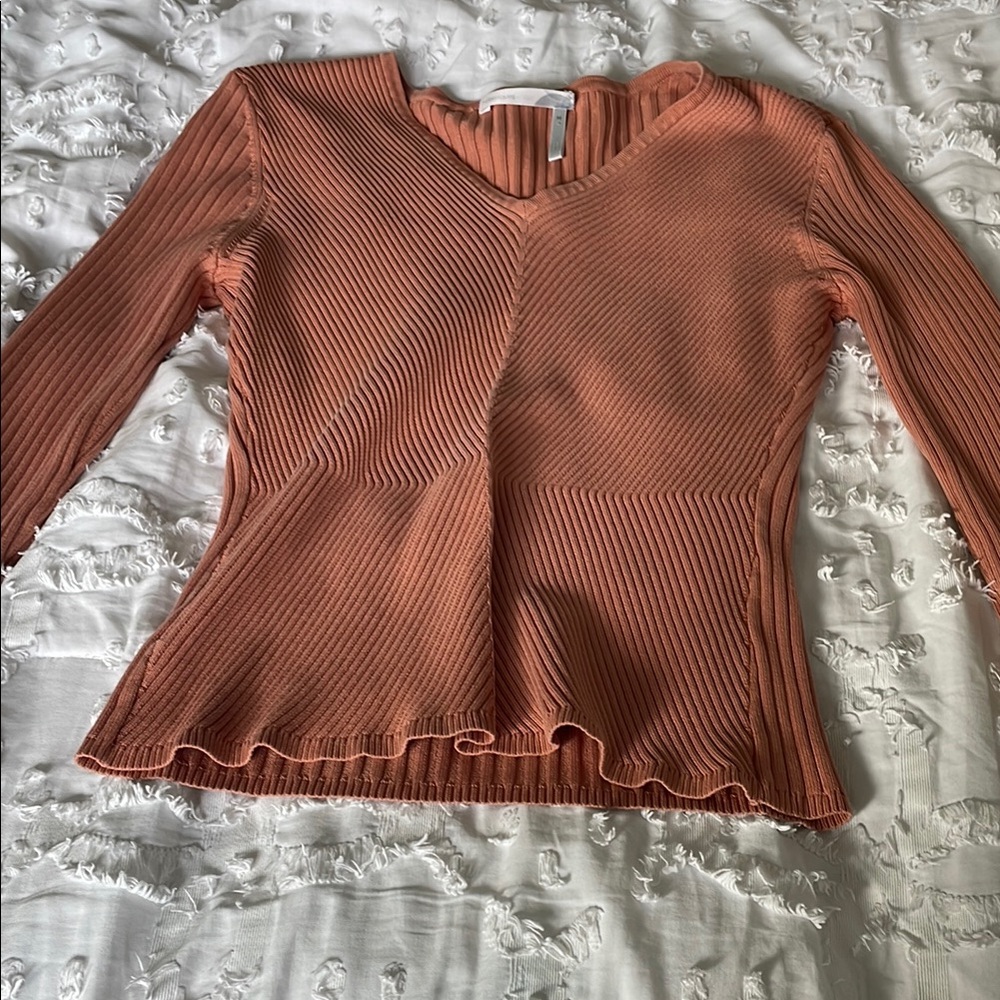 Classiques Entier V-Neck Ribbed Top - Warm Coral